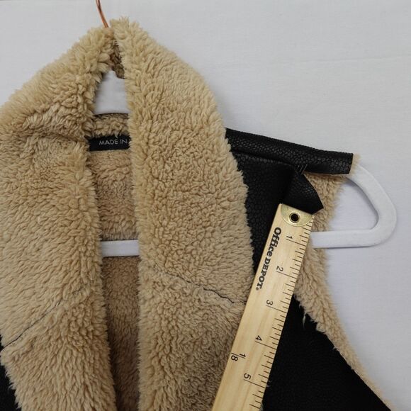 Drape Vest Women Shearling Open Front Sherpa Western Boho Ranch Italy Hippie Ski - Picture 4 of 12